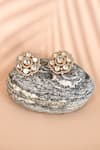 Shop_Preeti Mohan_Gold Plated Stones Clear Embellished Studs _at_Aza_Fashions