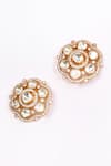 Preeti Mohan_Gold Plated Stones Clear Embellished Studs _Online_at_Aza_Fashions