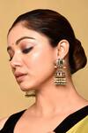Buy_Preeti Mohan_Green Stone Studded Jhumkas _at_Aza_Fashions