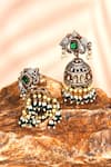Shop_Preeti Mohan_Green Stone Studded Jhumkas _at_Aza_Fashions