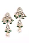 Shop_Preeti Mohan_Green Pearls, Stones Studded Floral Pattern Necklace Set _Online_at_Aza_Fashions