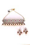 Preeti Mohan_Red Pearls, Stones, Rhinestones Ruby Studded Necklace Set _Online_at_Aza_Fashions
