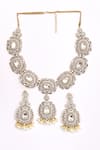 Buy_PREETI MOHAN_Gold Plated Stone Studded Pearl Tassel Necklace Set _Online_at_Aza_Fashions