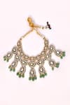 Buy_PREETI MOHAN_Green Stone Studded Enamel Necklace Set _Online_at_Aza_Fashions