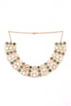 PREETI MOHAN_Green Stone Studded Cluster Necklace Set _Online_at_Aza_Fashions