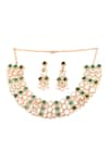 Buy_PREETI MOHAN_Green Stone Studded Cluster Necklace Set _Online_at_Aza_Fashions