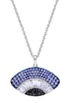 Shop_KAJ Fine Jewellery_Blue Tanzanite 14kt White Gold Marquise Diamond Pendant Necklace _at_Aza_Fashions