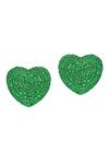 Shop Kaj Fine Jewellery Green Stones 18kt Yellow Gold Tsavorite Heart Studs at Aza Fashions Shop_Kaj Fine Jewellery_Green Stones 18kt Yellow Gold Tsavorite Heart Studs_at_Aza_Fashions