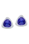 Shop_KAJ Fine Jewellery_Blue Full Cut Diamonds 18kt White Gold Tanzanite And Studs _at_Aza_Fashions