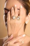 Buy_KAJ Fine Jewellery_Yellow Uncut Baguette Diamond 18kt Gold Floating Ring_at_Aza_Fashions