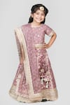 Buy_Shining Kanika_Purple Chanderi Embroidery Mughal Fleur Lehenga Blouse Set  _at_Aza_Fashions