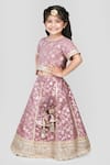 Buy_Shining Kanika_Purple Chanderi Embroidery Mughal Fleur Lehenga Blouse Set  