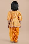 Shop_Shining Kanika_Orange Peplum Top Brocade Embroidered Floral Dhoti Pant Set _at_Aza_Fashions