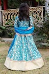 Shop_Shining Kanika_Blue Brocade Embroidered Lace Tasseled Anarkali With Dupatta  _at_Aza_Fashions