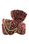 Buy_Aryavir Malhotra_Maroon Embellished Velvet Floral Jaal Pattern Safa _at_Aza_Fashions