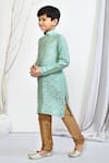 Shop_Samyukta Singhania_Green Kurta Brocade Woven Floral Motif Set _Online_at_Aza_Fashions