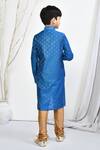 Shop_Petite Pomme_Blue Brocade, Silk Embroidery Woven Floral Motif Kurta Set _at_Aza_Fashions