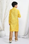 Shop_Petite Pomme_Yellow Brocade, Silk Woven Kurta Set _at_Aza_Fashions