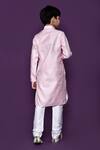 Shop_Petite Pomme_Pink Brocade, Chiffon, Silk Embroidery Floral Woven Pastel Kurta Set _at_Aza_Fashions