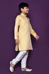 Samyukta Singhania_Yellow Kurta Brocade Woven Floral Set _at_Aza_Fashions