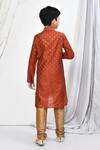 Shop_Petite Pomme_Orange Brocade, Silk Floral Woven Kurta Set _at_Aza_Fashions