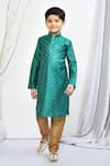 Buy_Samyukta Singhania_Green Kurta Brocade Woven Floral Motif Straight Set _at_Aza_Fashions