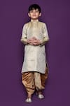 Samyukta Singhania_Gold Kurta Brocade Woven Geometric Pattern And Dhoti Pant Set _Online_at_Aza_Fashions