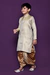 Shop_Samyukta Singhania_Gold Kurta Brocade Woven Geometric Pattern And Dhoti Pant Set _Online_at_Aza_Fashions