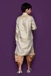 Shop_Petite Pomme_Gold Brocade, Silk Geometric Woven Pattern Kurta And Patiala Pant Set_at_Aza_Fashions