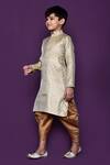 Petite Pomme_Gold Brocade, Silk Geometric Woven Pattern Kurta And Patiala Pant Set_at_Aza_Fashions