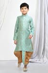 Buy_Petite Pomme_Green Brocade, Silk Embroidery Floral Woven Motif Kurta Dhoti Pant Set _at_Aza_Fashions