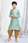 Buy_Samyukta Singhania_Green Brocade, Silk Floral Woven Motif Kurta And Patiala Pant Set _at_Aza_Fashions