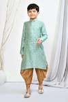 Shop_Samyukta Singhania_Green Brocade, Silk Floral Woven Motif Kurta And Patiala Pant Set _Online_at_Aza_Fashions