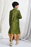 Shop_Petite Pomme_Green Brocade Embroidery Woven Floral Motif Kurta Dhoti Pant Set_at_Aza_Fashions