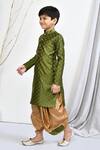 Buy_Petite Pomme_Green Brocade Embroidery Woven Floral Motif Kurta Dhoti Pant Set_Online_at_Aza_Fashions