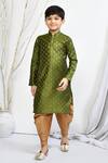 Buy_Petite Pomme_Green Brocade, Silk Embroidery Woven Floral Motif Kurta Patiala Pant Set_at_Aza_Fashions