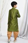 Shop_Petite Pomme_Green Brocade, Silk Embroidery Woven Floral Motif Kurta Patiala Pant Set_at_Aza_Fashions