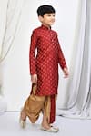 Shop_Samyukta Singhania_Maroon Kurta Brocade Woven Floral Dhoti Pant Set _Online_at_Aza_Fashions