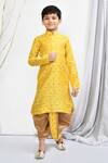 Buy_Petite Pomme_Yellow Brocade Embroidery Woven Kurta Dhoti Pant Set _Online_at_Aza_Fashions