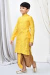Shop_Petite Pomme_Yellow Brocade Embroidery Woven Kurta Dhoti Pant Set _Online_at_Aza_Fashions