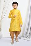 Buy_Petite Pomme_Yellow Brocade, Silk Embroidery Woven Kurta Patiala Pant Set _at_Aza_Fashions