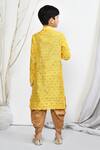 Shop_Petite Pomme_Yellow Brocade, Silk Embroidery Woven Kurta Patiala Pant Set _at_Aza_Fashions