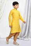 Petite Pomme_Yellow Brocade, Silk Embroidery Woven Kurta Patiala Pant Set _at_Aza_Fashions