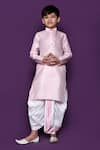 Buy_Samyukta Singhania_Pink Kurta Brocade Woven Floral Pastel Dhoti Pant Set _at_Aza_Fashions