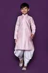 Buy_Petite Pomme_Pink Brocade, Silk Embroidery Floral Woven Pastel Kurta Patiala Pant Set _at_Aza_Fashions