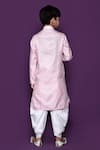 Shop_Petite Pomme_Pink Brocade, Silk Embroidery Floral Woven Pastel Kurta Patiala Pant Set _at_Aza_Fashions