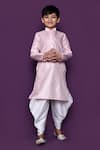 Petite Pomme_Pink Brocade, Silk Embroidery Floral Woven Pastel Kurta Patiala Pant Set _Online_at_Aza_Fashions
