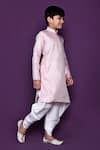 Shop_Petite Pomme_Pink Brocade, Silk Embroidery Floral Woven Pastel Kurta Patiala Pant Set _Online_at_Aza_Fashions