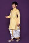 Shop_Petite Pomme_Yellow Brocade, Silk Embroidery Woven Kurta Dhoti Pant Set _Online_at_Aza_Fashions