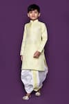 Buy_Petite Pomme_Yellow Brocade, Silk Embroidery Woven Pastel Kurta Dhoti Pant Set_at_Aza_Fashions